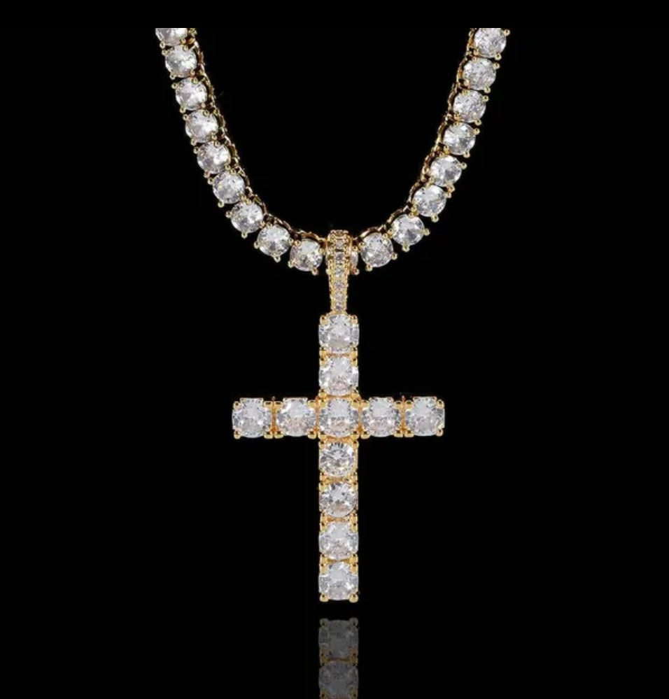 Stoned Cross Necklace Set