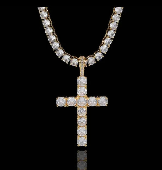 Stoned Cross Necklace Set