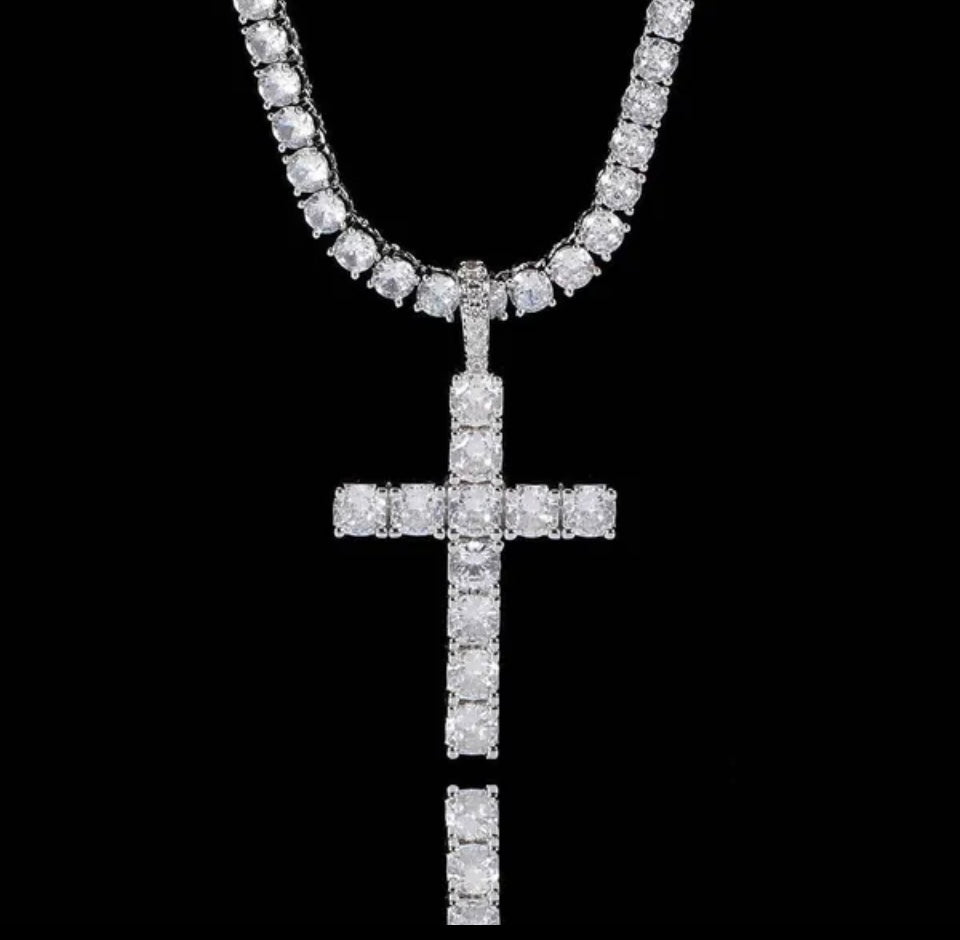 Stoned Cross Necklace Set