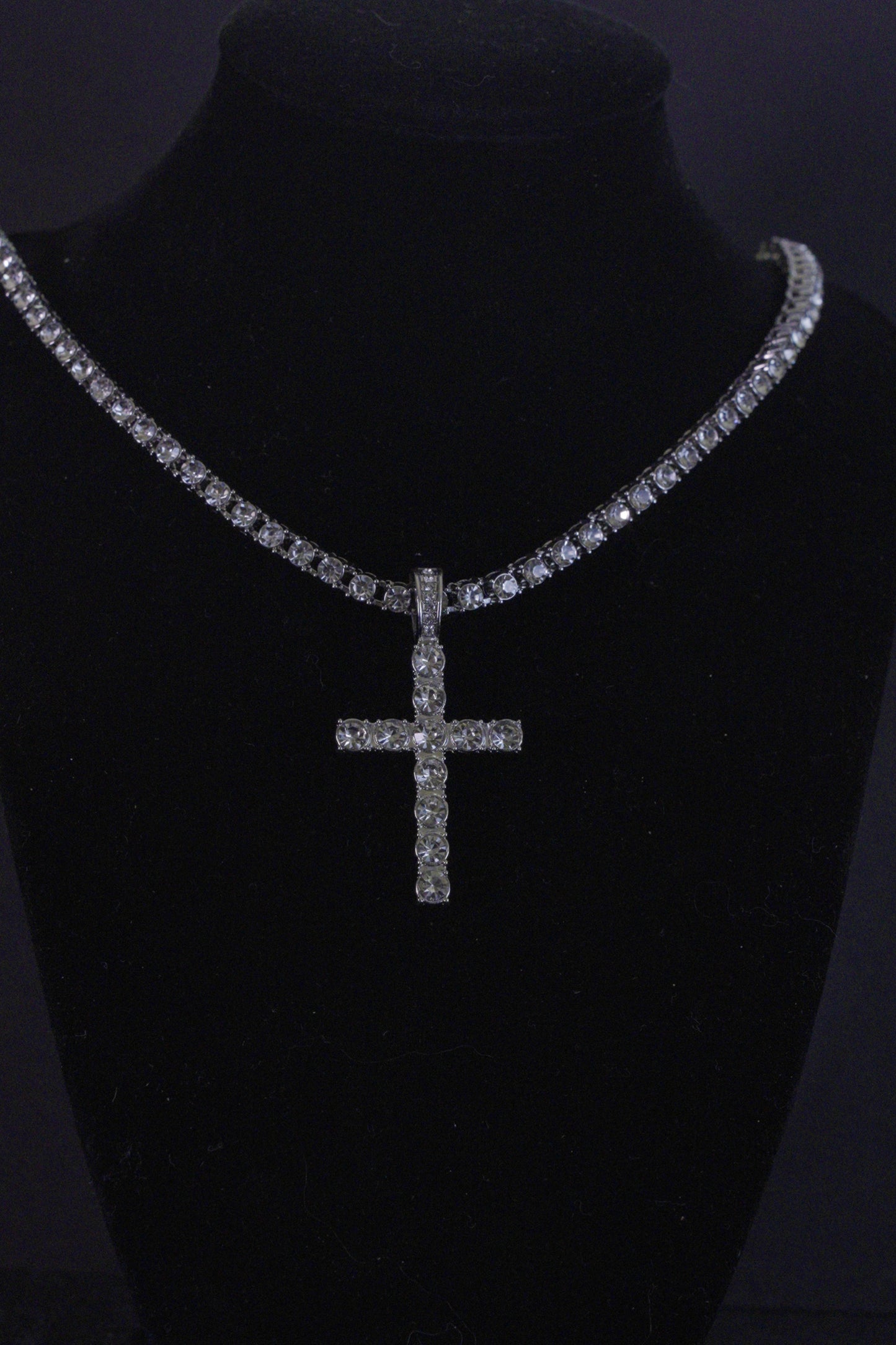Stoned Cross Necklace Set