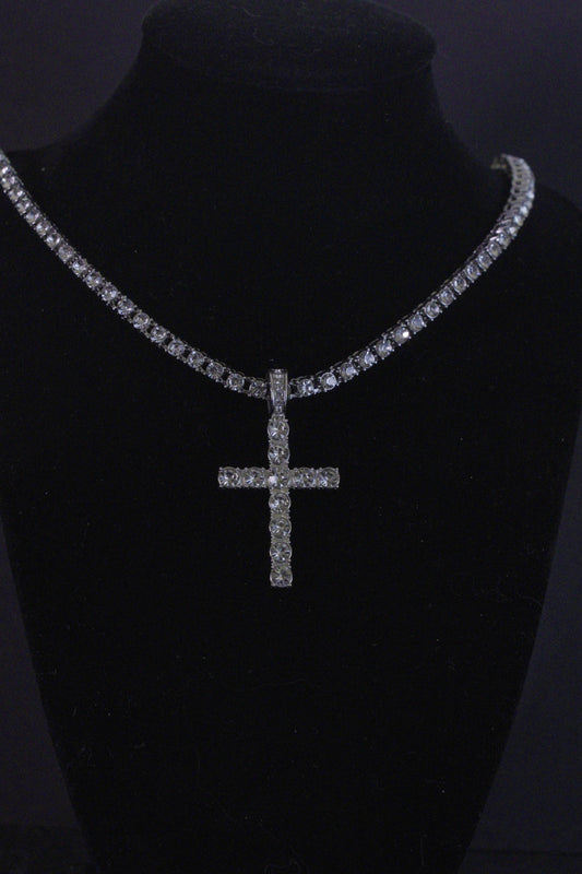 Stoned Cross Necklace Set